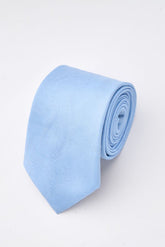 Sky Blue Paisley Tie Set with Tie Bar & Cufflinks